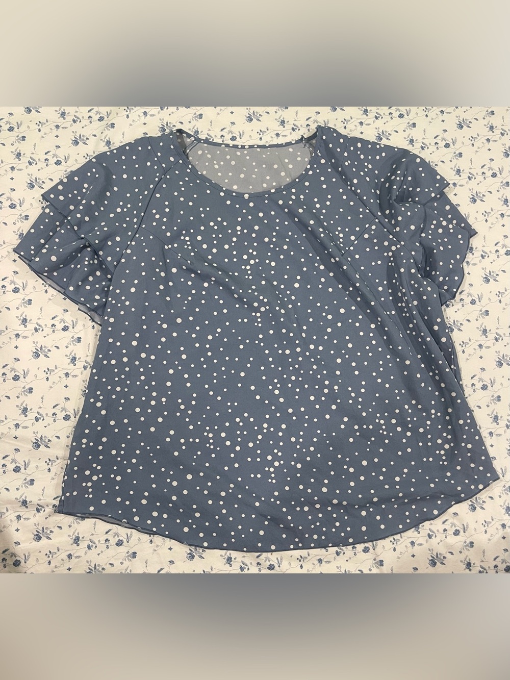 SHEIN Blue Polka Dot Short Sleeve Tee